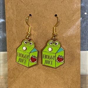 Handcrafted Froggy Juice dangle earrings